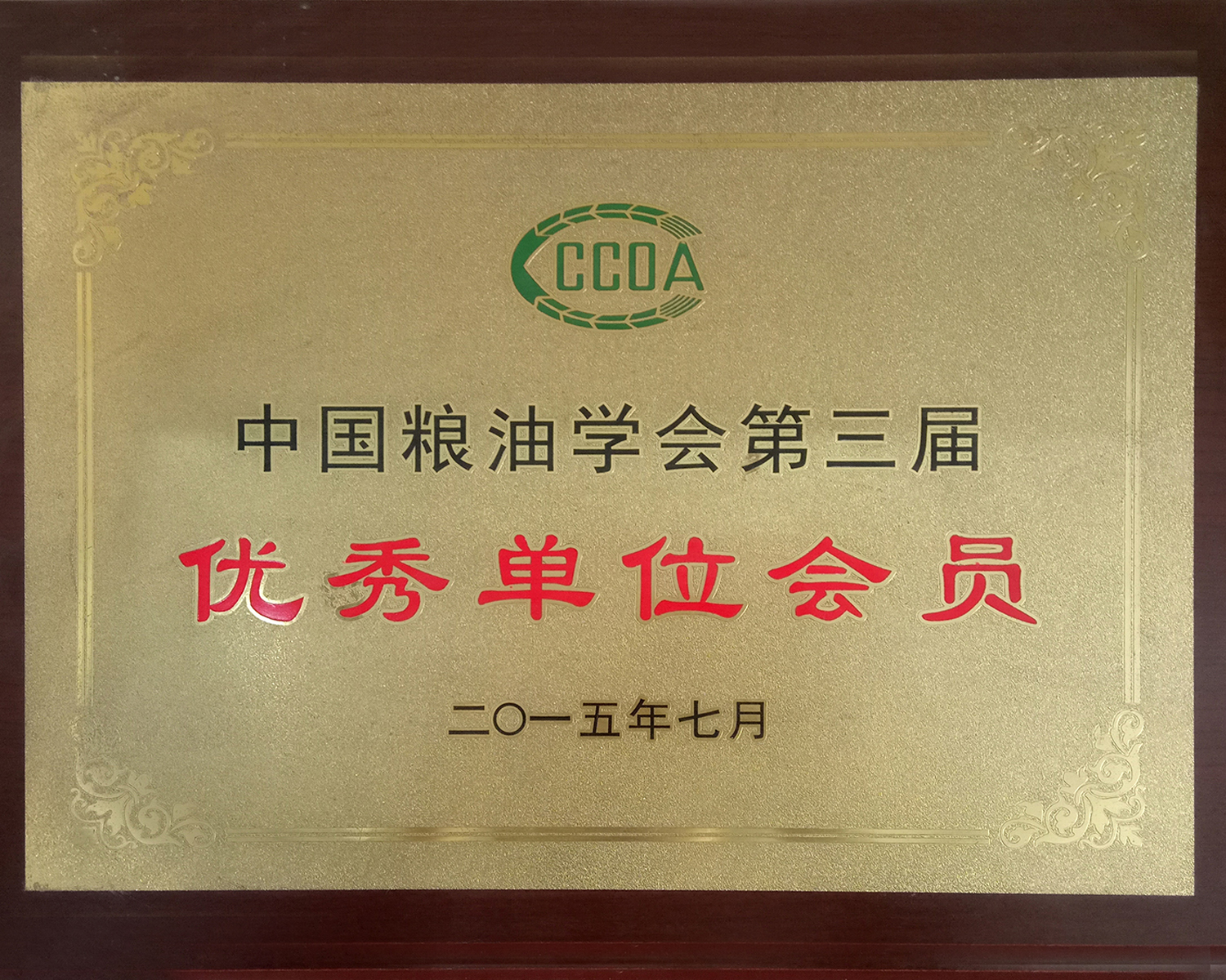 中国粮油学会优秀单位会员